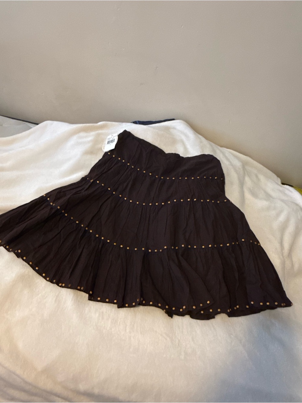Speechless Black Tiered A-Line Skirt with brown bead Accents